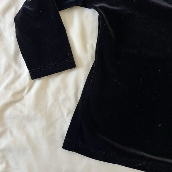 NWT Y2K Retro Black Velvet V Neck Top Wmns S Whimsygoth Fairy Grunge - Picture 3 of 6